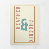 Retro Vet Heldere QR Code Foto Alles In Een Bruilo Drieluik Uitnodiging (Cover)