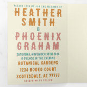 Retro Vet Heldere QR Code Foto Alles In Een Bruilo Drieluik Uitnodiging (Binnenzijde eerst)