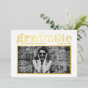 Retro Vet Lettertype Foto Afstuderen Folie Uitnodiging