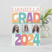 Retro Vet Oversized 3 Foto Afstudeerder Party Kaart (Staand voorkant)