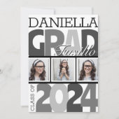 Retro Vet Oversized Zwart-wit Afstudeerder Party Kaart (Voorkant)