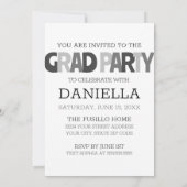 Retro Vet Oversized Zwart-wit Afstudeerder Party Kaart (Achterkant)