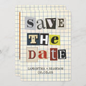Retro vet papier collage letter QR code Save The Date (Voorkant / Achterkant)