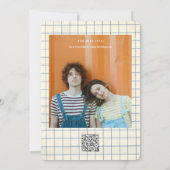 Retro vet papier collage letter QR code Save The Date (Achterkant)