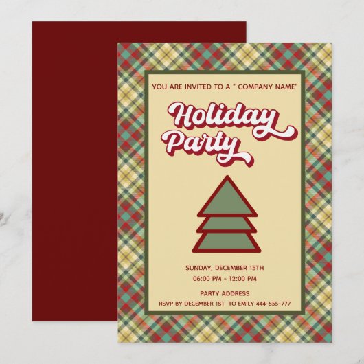 Retro vet plaid leuk bedrijfsfeest kaart (Voorkant / Achterkant)