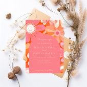 Retro Vet Roze Boog Bruiloft Uitnodiging