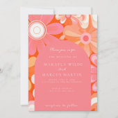 Retro Vet Roze Boog Bruiloft Uitnodiging (Voorkant)