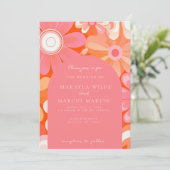 Retro Vet Roze Boog Bruiloft Uitnodiging (Staand voorkant)