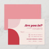 Retro Vet Roze Rood Boog Bruiloft RSVP Kaartje (Voorkant / Achterkant)