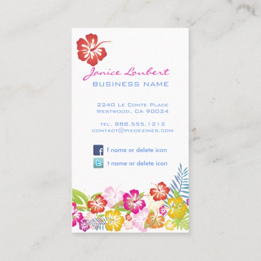 Retro vet tropische bloemen/DIY achtergrond Visitekaartje (Achterkant)