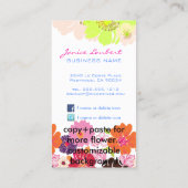 Retro vet tropische bloemen/DIY achtergrondkleur Visitekaartje (Achterkant)