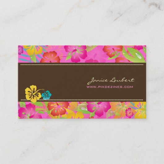 RETRO VET TROPISCHE BLOEMEN, HIBISCUS VISITEKAARTJE (Voorkant)