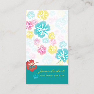 RETRO VET TROPISCHE BLOEMEN, HIBISCUS VISITEKAARTJE