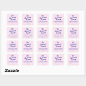 Retro vet typografie roze blauw retour adres vierkante sticker (Vel)