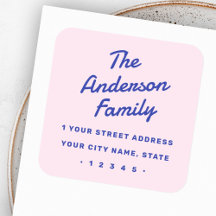 Retro vet typografie roze blauw retour adres