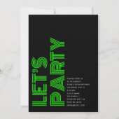 Retro Vet Verjaardagsfeestje Zwart Groen Kaart (Voorkant)