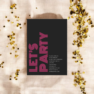 Retro Vet Verjaardagsfeestje Zwart Roze Kaart