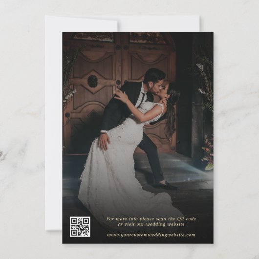 Retro Vet We Doen Zwart & Goud QR Code Bruiloft Kaart (Achterkant)