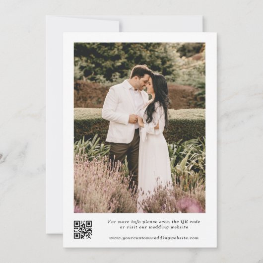 Retro Vet We Doen Zwart & Wit QR Code Bruiloft Kaart (Achterkant)