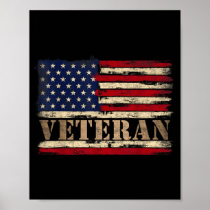 Retro Veteraan Vetgedrukte Tekst Usa Vlag Vaderdag Poster
