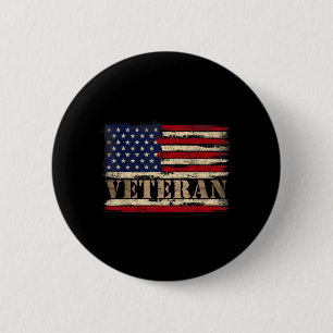 Retro Veteraan Vetgedrukte Tekst Usa Vlag Vaderdag Ronde Button 5,7 Cm