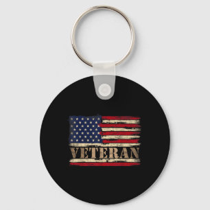 Retro Veteraan Vetgedrukte Tekst Usa Vlag Vaderdag Sleutelhanger