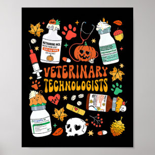 Retro Veterinaire Technologen Spooky Een Halloween Poster