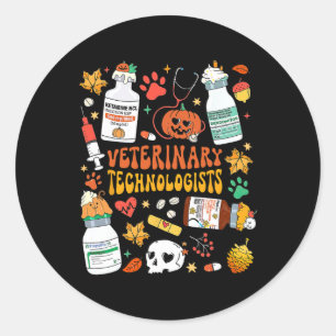 Retro Veterinaire Technologen Spooky Een Halloween Ronde Sticker