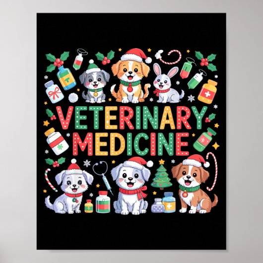 Retro Veterinary Medicine Vet Tech Cat Dog Lover C Poster (Voorkant)