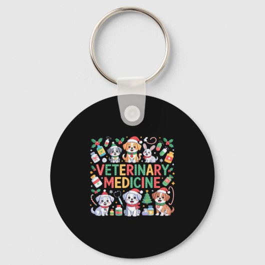 Retro Veterinary Medicine Vet Tech Cat Dog Lover C Sleutelhanger (Voorkant)