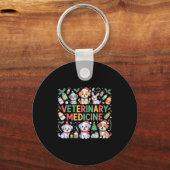 Retro Veterinary Medicine Vet Tech Cat Dog Lover C Sleutelhanger (Voorkant)