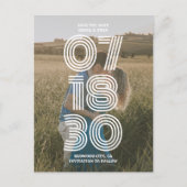 Retro Vetgedrukte Foto Bruiloft Bewaar De Datum Briefkaart (Voorkant)