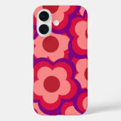 Retro vetgedrukte rode Paarse bloemige grillige pr Case-Mate iPhone Case (Achterkant)