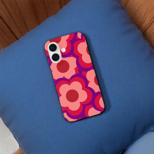 Retro vetgedrukte rode Paarse bloemige grillige pr Case-Mate iPhone Case