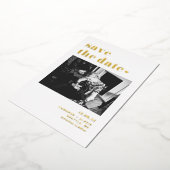 Retro Vetgedrukte Typografie Foto Save the Date Folie Uitnodiging (Gedraaid)