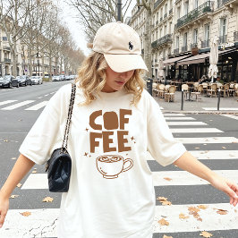 Retro Vetgedrukte Typografie Koffie Liefde Doodle T-shirt
