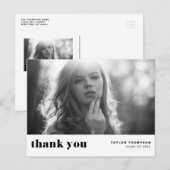 Retro Vetgedrukte Typografie Zwarte Afstudeer Dank Briefkaart (Voorkant / Achterkant)