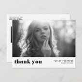 Retro Vetgedrukte Typografie Zwarte Afstuderen Bed Briefkaart (Voorkant / Achterkant)