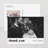 Retro Vetgedrukte Typografie Zwarte Trouw Trouwkaa Briefkaart (Voorkant / Achterkant)