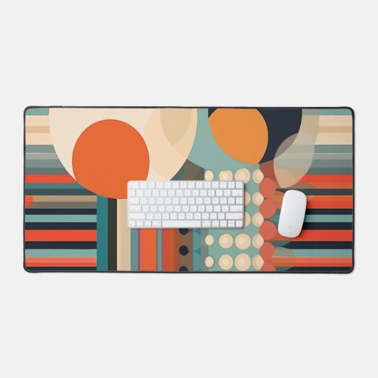 Retro Vette Cirkels en Strepen 4 van 6 Bureaumat (Keyboard & Muis)
