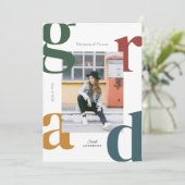 Retro Vette Fotoklasse van 2024 Afstuderen Kaart (Staand voorkant)