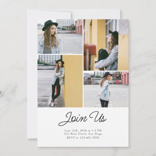 Retro Vette Fotoklasse van 2024 Afstuderen Kaart (Achterkant)