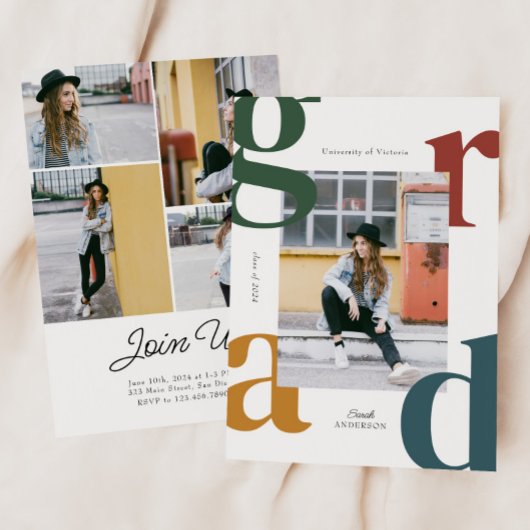 Retro Vette Fotoklasse van 2024 Afstuderen Kaart