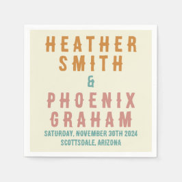 Retro Vette Typografie Heldere Aangepaste Bruiloft Servet