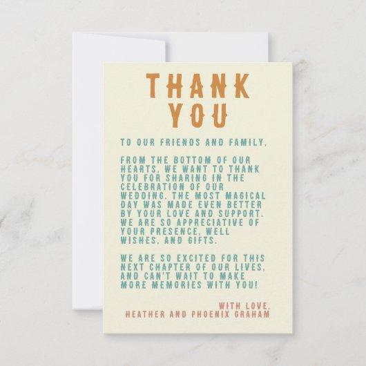 Retro Vette Typografie Heldere Foto Bruiloft Bedankkaart (Voorkant)