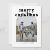 Retro Vette Typografie Kerstboog Foto Feestdagenkaart (Voorkant)