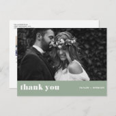 Retro Vette Typografie Sage Groene Bruiloft Dank u Briefkaart (Voorkant / Achterkant)