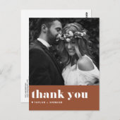 Retro Vette Typografie Terracotta Bruiloft Dank u Briefkaart (Voorkant / Achterkant)