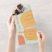 Retro vette typografie zomerfoto bruiloft rsvp all in one uitnodiging (Afscheurbaar)