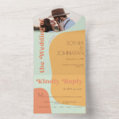 Retro vette typografie zomerfoto bruiloft rsvp all in one uitnodiging (Binnen)